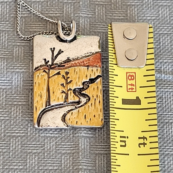 Vintage Pendant River/Brook andTrees with Delicate Chain Necklace - Picture 5 of 10